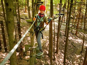 Scout on the high ropes course