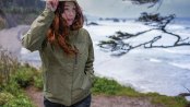 woman wearing a rain jacket